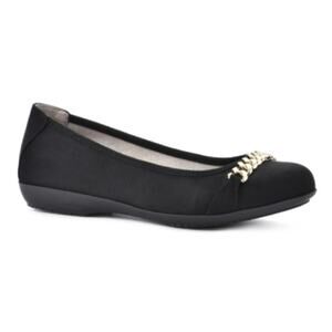 CLIFFS BY WHITE MOUNTAIN Women's Charmed Ballet Flats Black Suedette sz 9W Wide